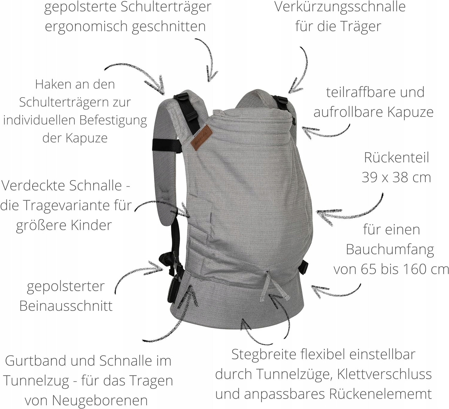 HOPPEDIZ Buckle 4in1 soft baby carrier