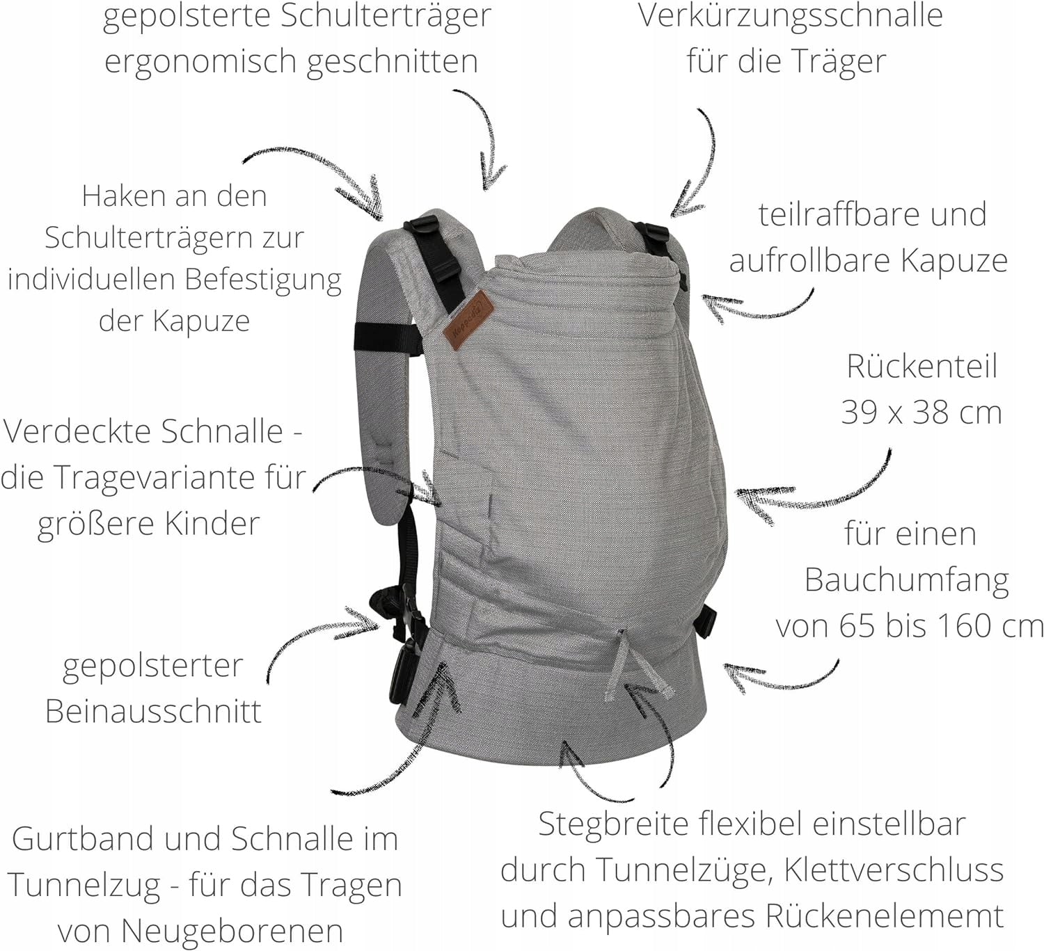 HOPPEDIZ Buckle 4in1 soft baby carrier