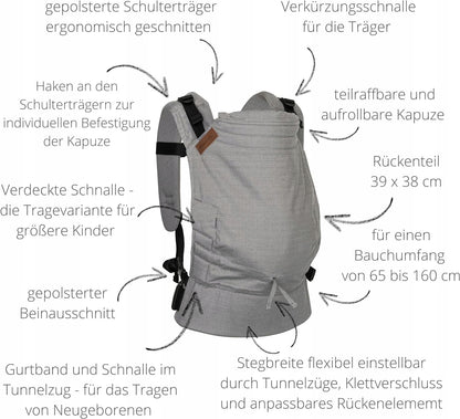 HOPPEDIZ Buckle 4in1 soft baby carrier