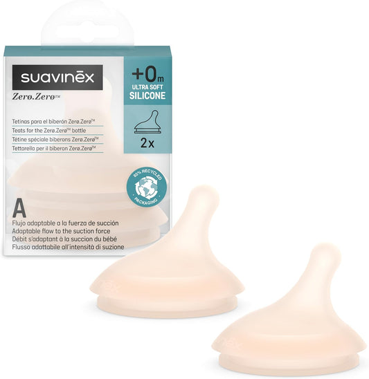 SUAVINEX Zero Zero smoczek do butelki (A) Adaptable Flow 0m+ x2