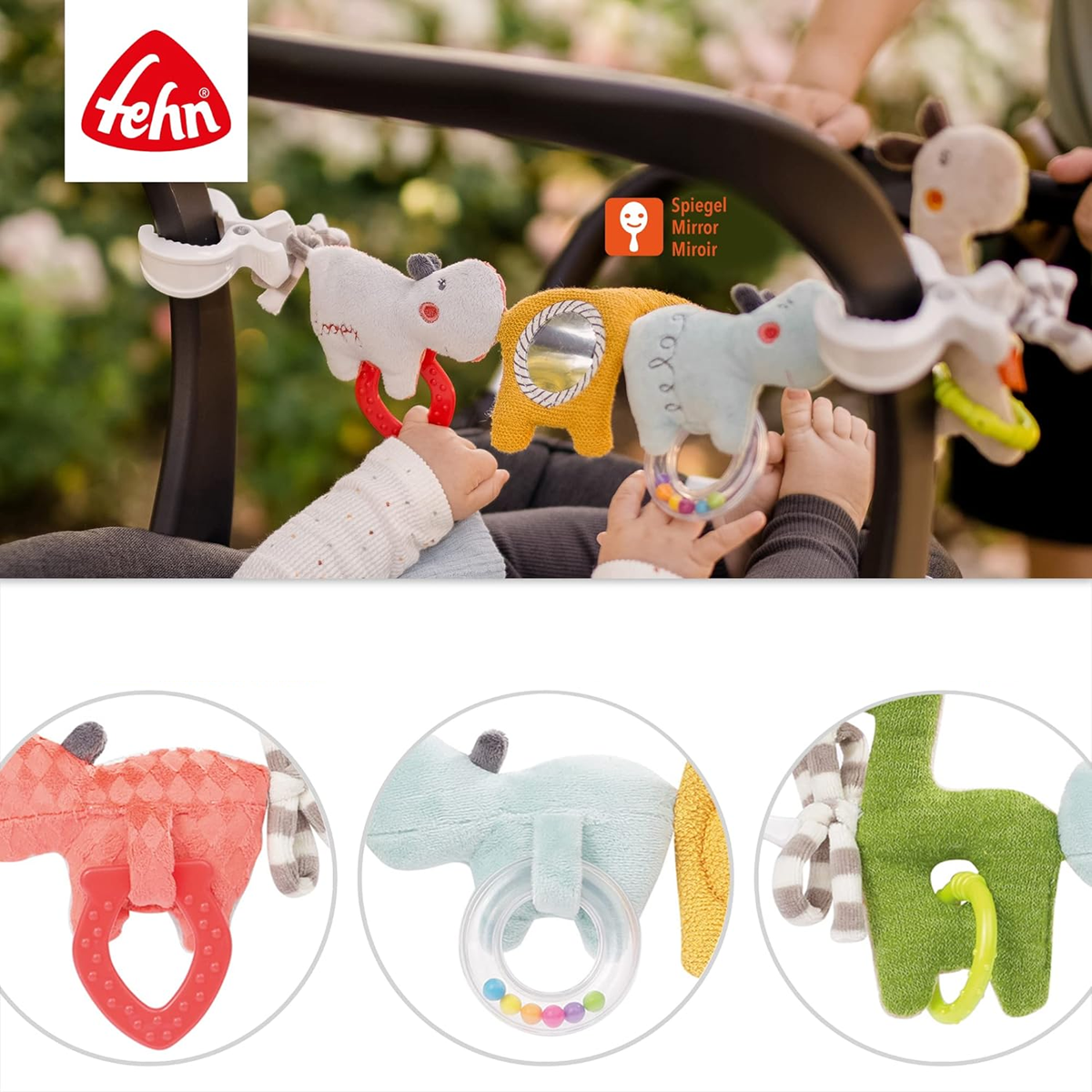 FEHN łańcuch zawieszka do wózka, łóżeczka, fotelika LOOPY & LOTTA 55 cm