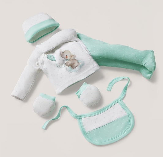 INTERBABY set cadou din bumbac, pijama, căciuliță, șosete, bavețică, dresuri – imaginea produsului 2