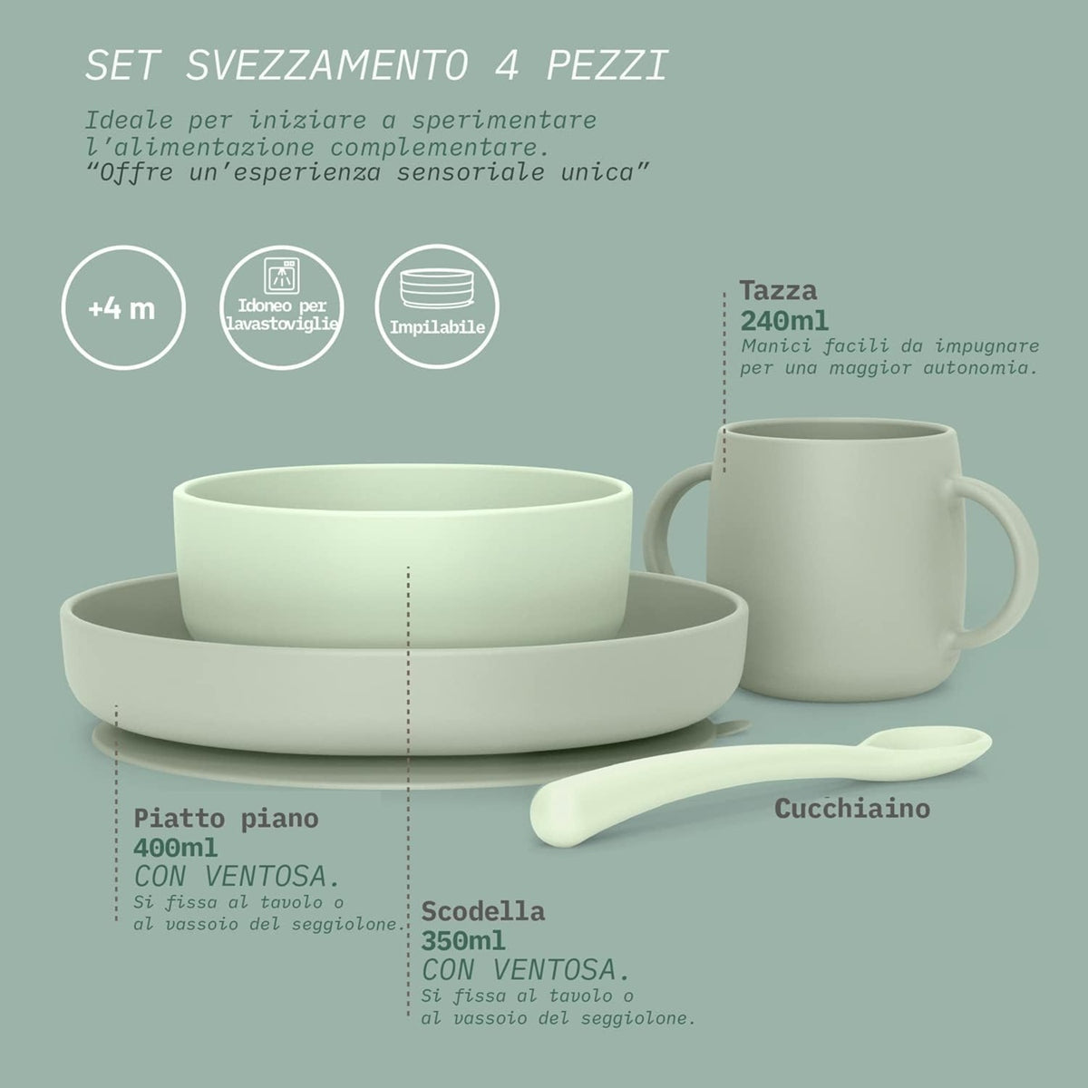 SUAVINEX Selection zestaw naczyń silikonowych 4el. 4m+