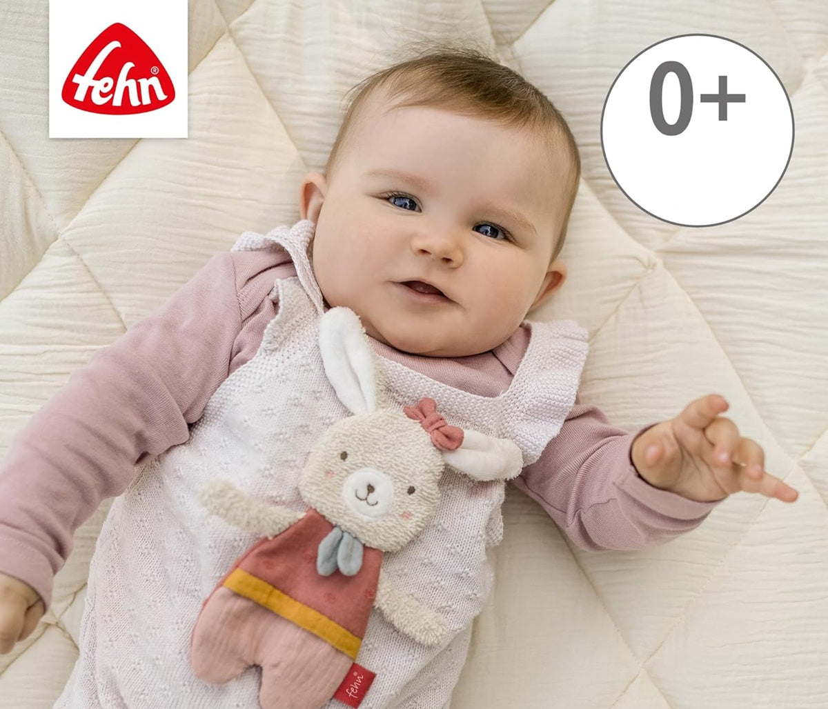 FEHN Natur prindere foșnitoare din bumbac organic IEPURAȘ 19 cm