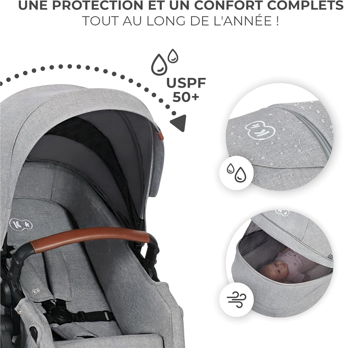 KINDERKRAFT B-TOUR cărucior multifuncțional 3 în 1 până la 22 kg + scoica MINK PRO