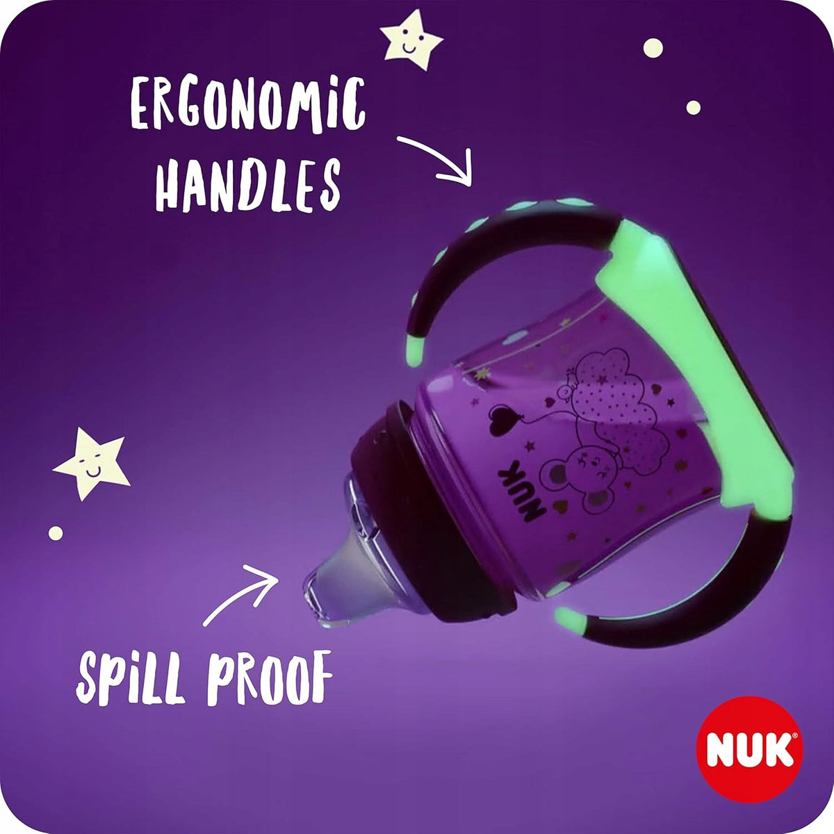 NUK Vaso Learner 150 ml indicador de temperatura que brilla en la oscuridad