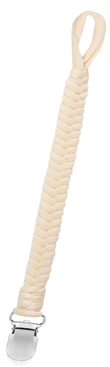 ANNHAO lanț din bumbac pentru suzetă cu clips 22 cm BEJ