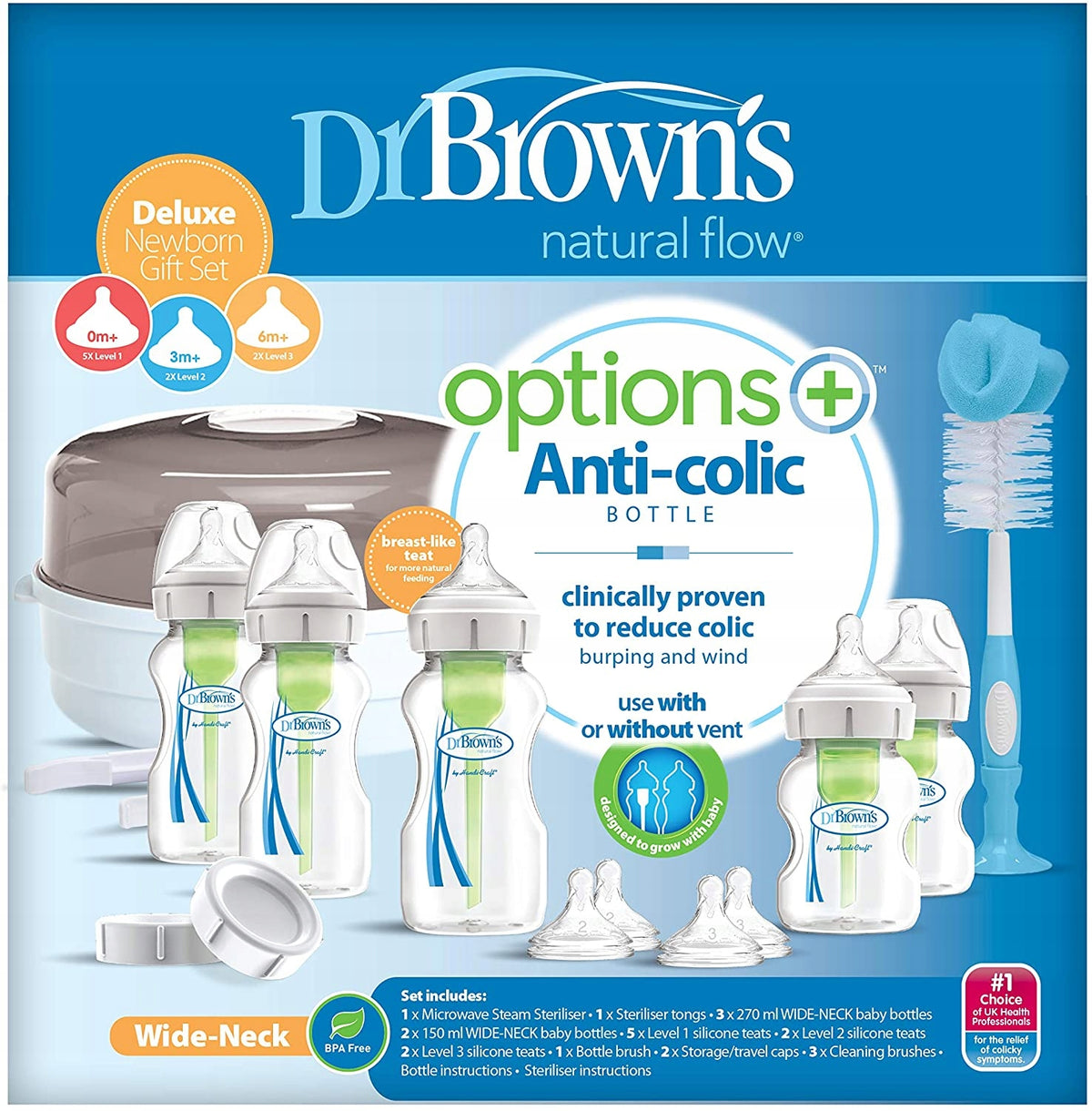DR. BROWN'S zestaw startowy sterylizator mikrofalowy + butelki i akcesoria
