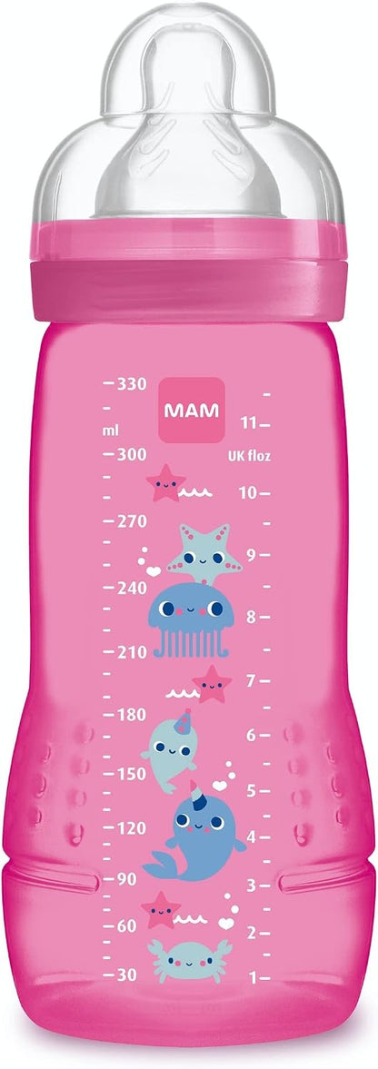 MAM Easy Active biberon 330 ml 4 luni+ tetină 3 CREATURI MARINE