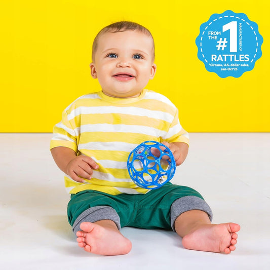 BRIGHT STARTS Oball Rattle jucărie de apucat din silicon, dentiție cu zornăitoare 10 cm