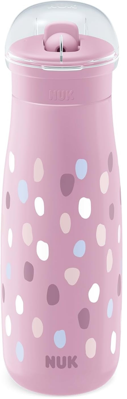 NUK Mini-Me Flip sticlă din oțel cu pai și muștiuc, 500 ml, 12 luni+