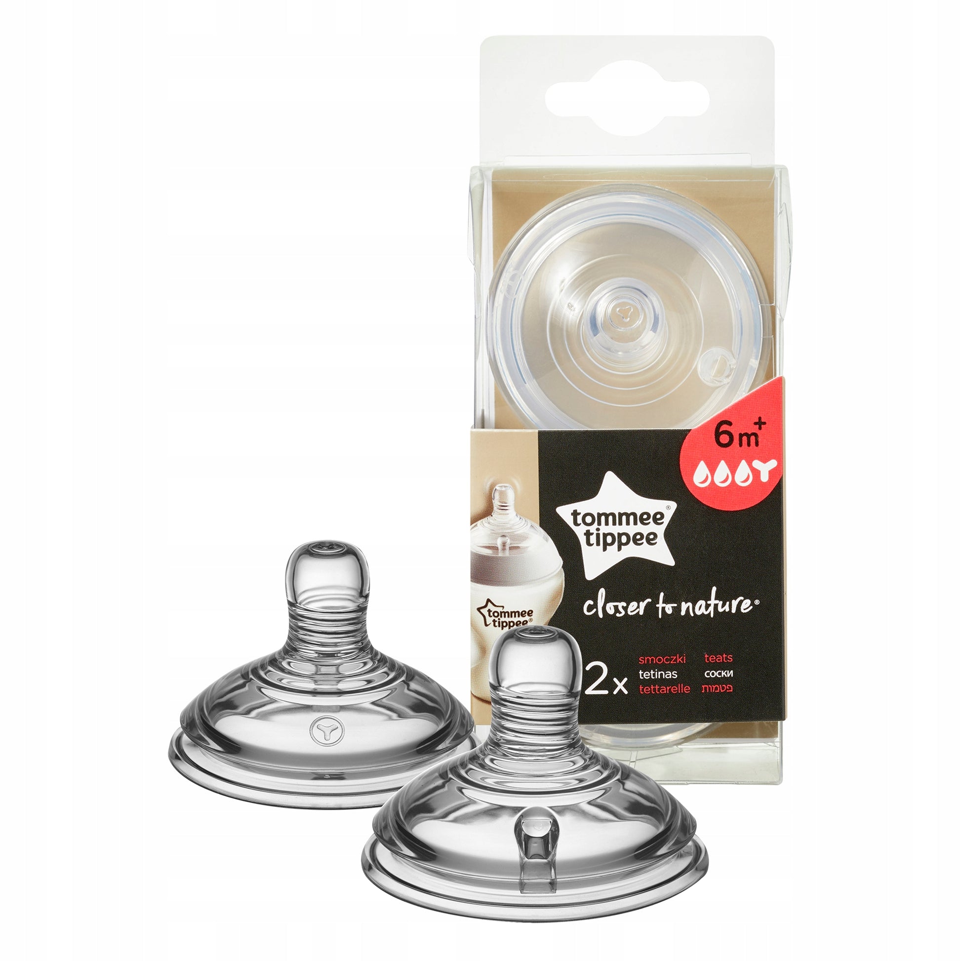 TOMMEE TIPPEE tetină pentru biberon CLOSER TO NATURE 6 luni+ x2