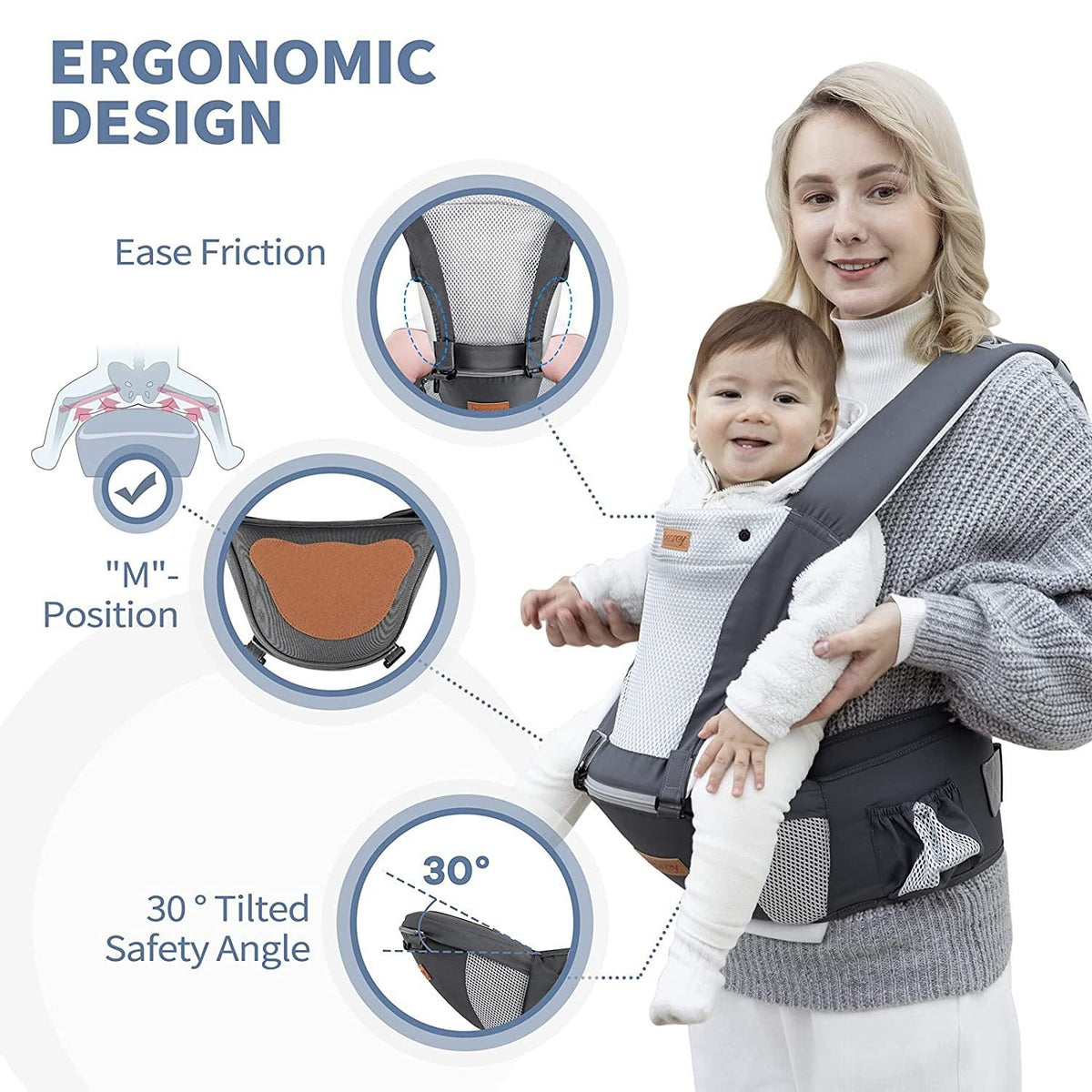 BESREY port-bebe ergonomic cu șezut de șold 6în1