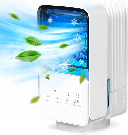 OMISOON Air Cooler mini climatizator 700 ml cu panou tactil și lampă