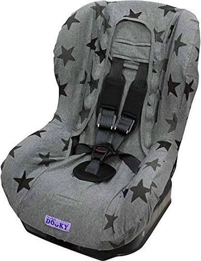 DOOKY SEAT COVER 1 pokrowiec na fotelik UNIWERSALN, szary pokrowiec w gwiazdki do fotelika samochodowego grupy 1