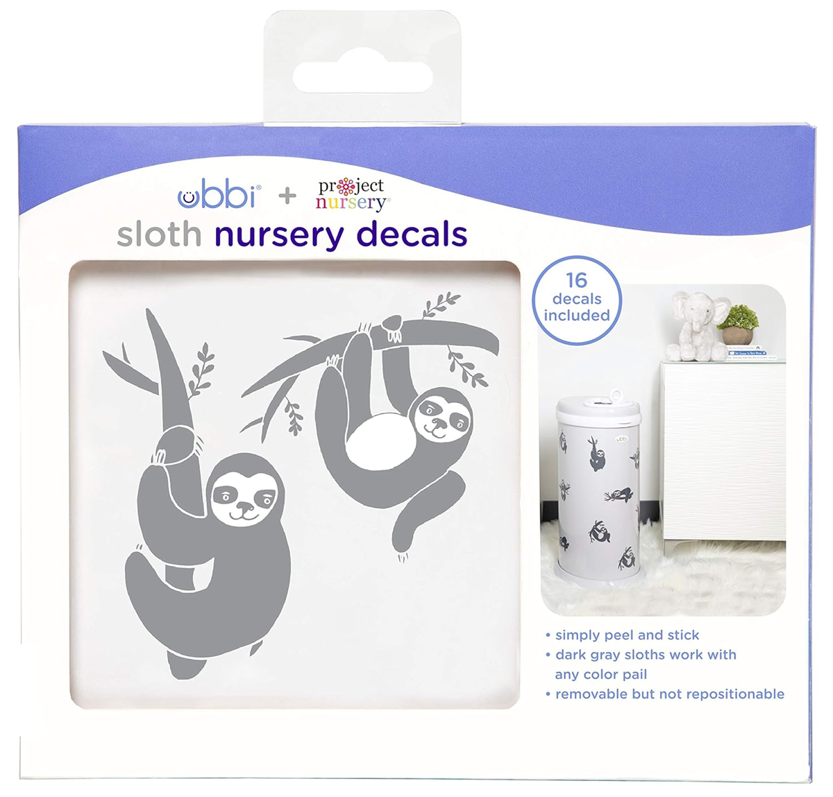 UBBI decorative stickers with sloth motif