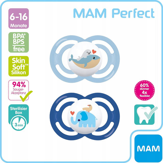 MAM Perfect suzetă x2 6-16 luni + cutie