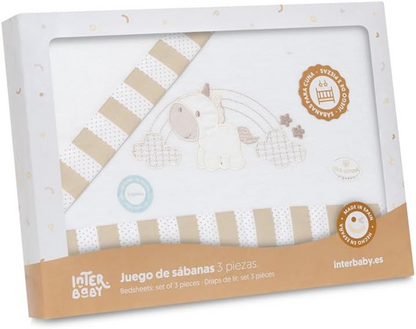 INTERBABY set de lenjerie 3 piese 60x120 / 40x60 / 110x155