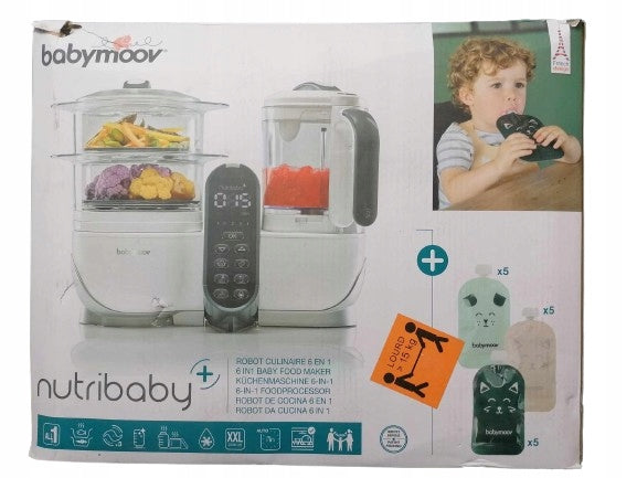 BABYMOOV Nutribaby + 5în1 robot de bucătărie, aparat de gătit cu aburi, mixer, sterilizator
