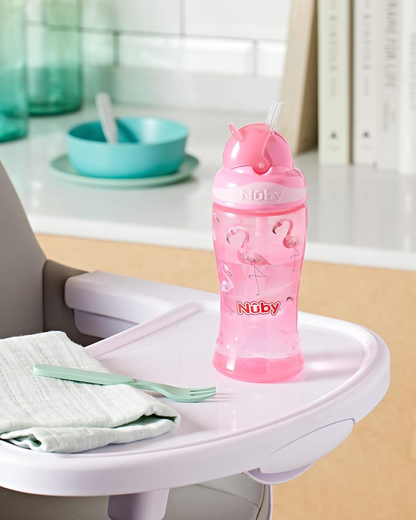 NUBY Flip-it Cup kubek niekapek ze słomką 12 m+ 360 ml