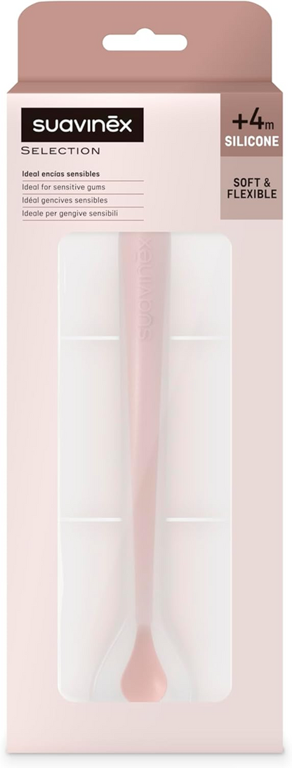 SUAVINEX Selection rugalmas szilikon kanál 16 cm 4 hónap+ rózsaszín