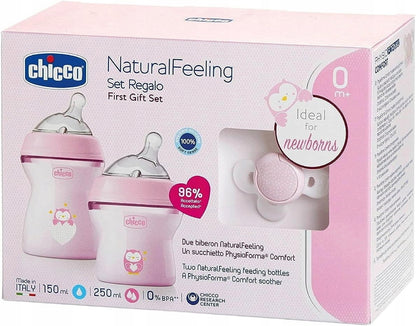 CHICCO set NaturalFeeling biberon 150 250 ml + suzetă 0+