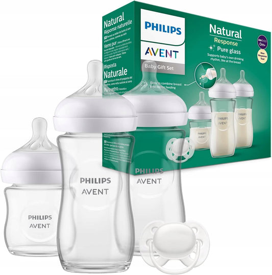 PHILIPS AVENT Natural Response zestaw 3 butelki SZKLANE + smoczek