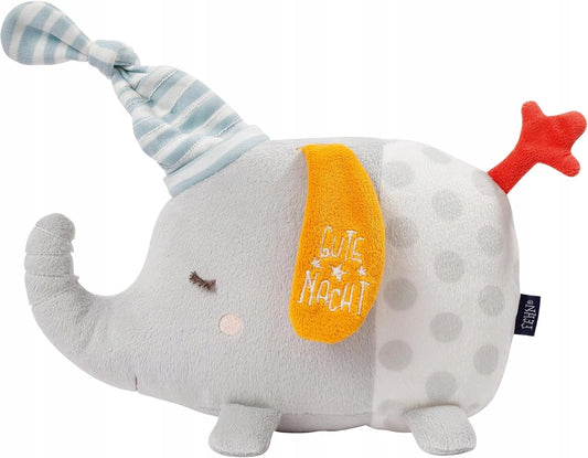 FEHN jucărie de pluș cu lampă de veghe, 4 culori și broderie luminoasă ELEFANT
