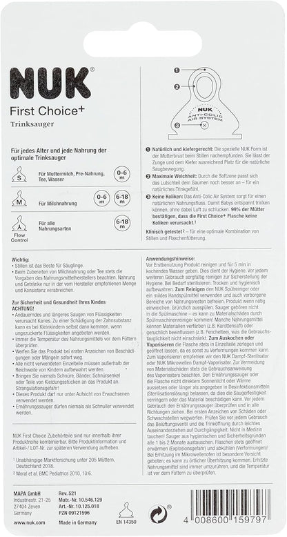 NUK First Choice tetine din silicon M 6 18m x2