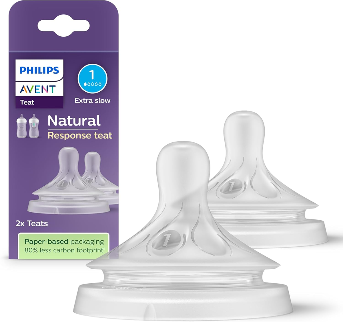 PHILIPS AVENT Natural RESPONSE smoczki do butelek 0msc x2