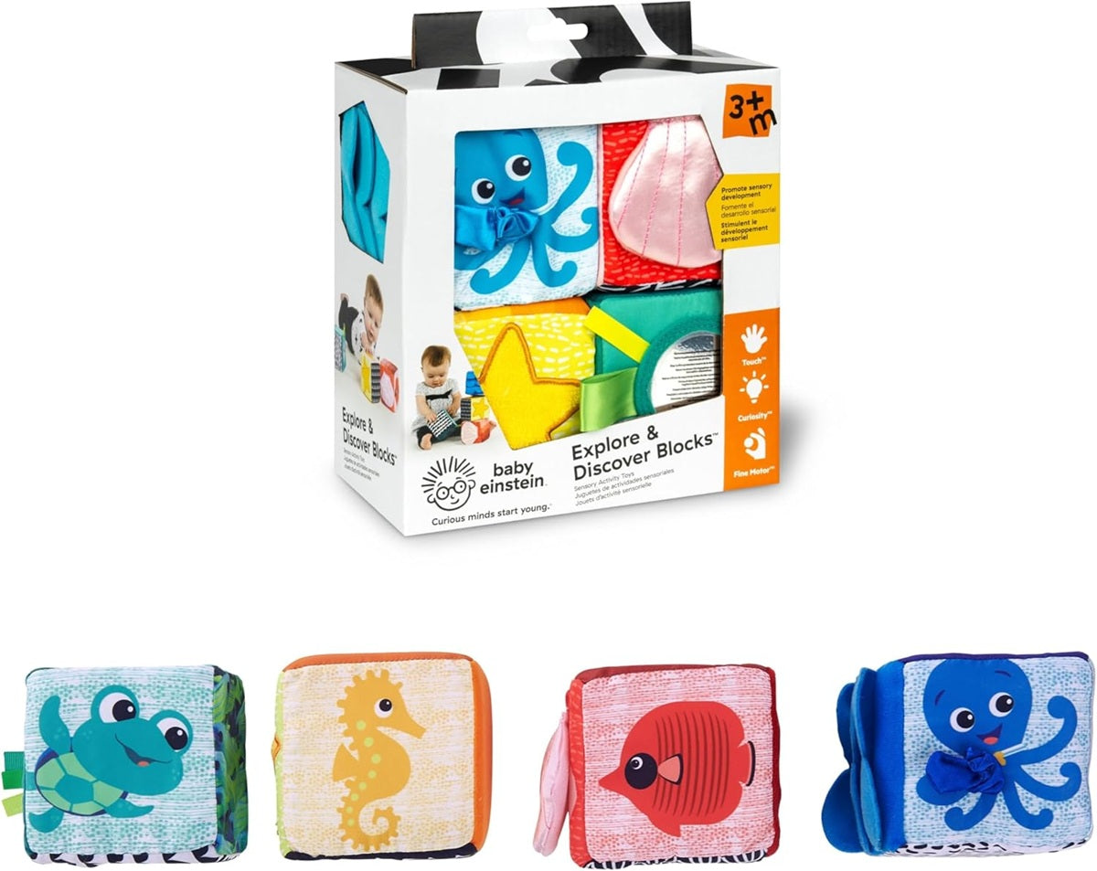 BABY EINSTEIN Explore & Discover Blocks blocuri educaționale moi 4 bucăți