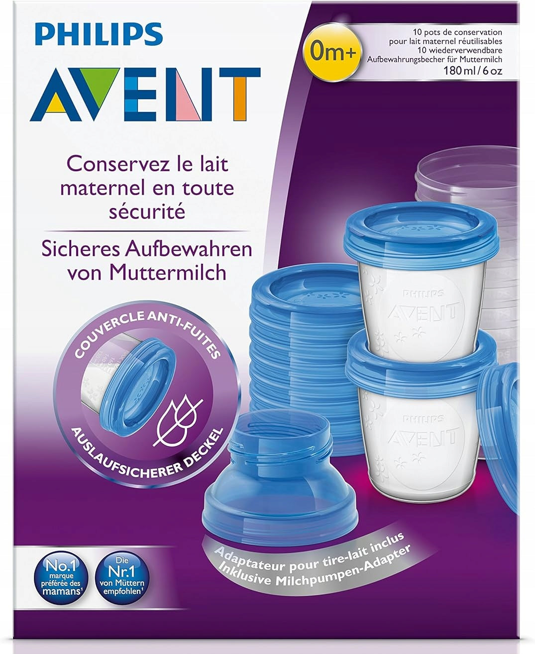 PHILIPS AVENT recipiente pentru alimente x10 + adaptoare