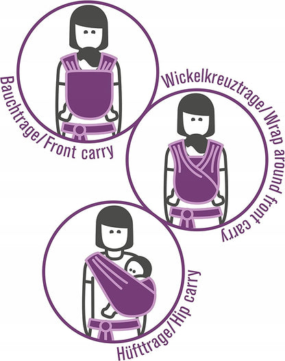MANDUCA SLING chusta do noszenia dziecka czarna, front carry, wrap around front carry i hip carry
