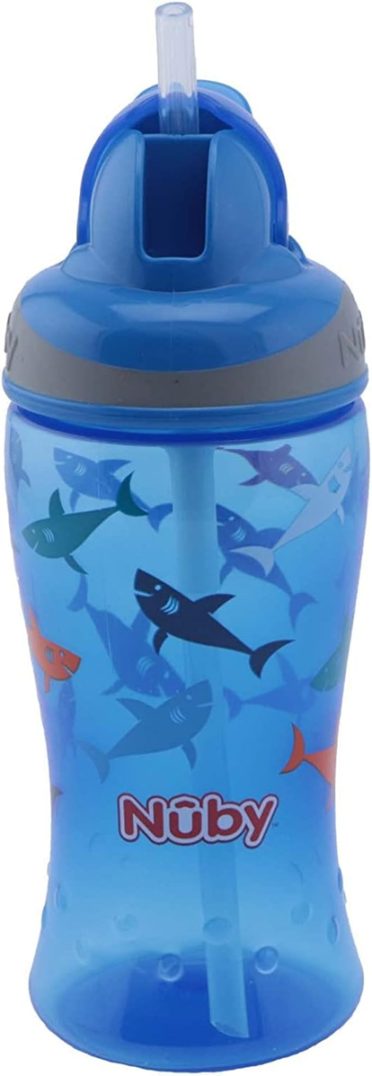 NUBY Flip-it Cup anti-lekbeker met rietje 12 m+ 360 ml HAAIEN