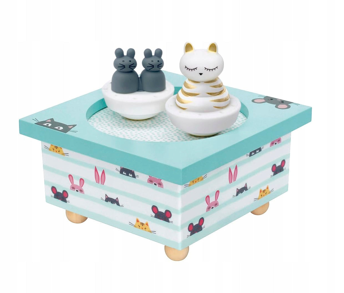 TROUSSELIER Cat and Mousemagnetic music boxage 12 m+dominant colour bluedimensions 11.4 x 11.4 x 6.3