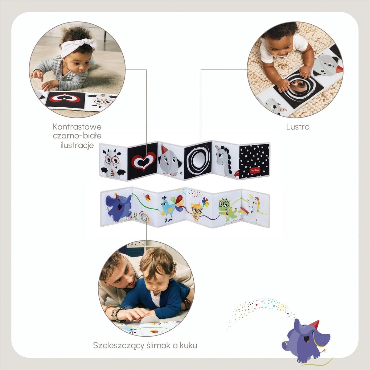 TINY LOVE double-sided sensory book 0+ contrast