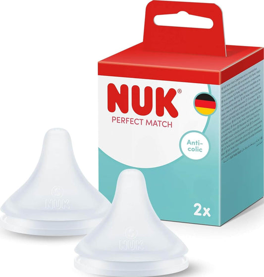 NUK Perfect Match smoczek M średni przepływ 3 m+ x2, antykolkowy zestaw 2 szt. do karmienia dziecka