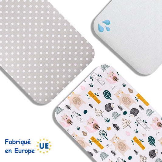 LOVELY HIPPO cearșaf cu elastic x2 + saltea impermeabilă Next2Me 83X50