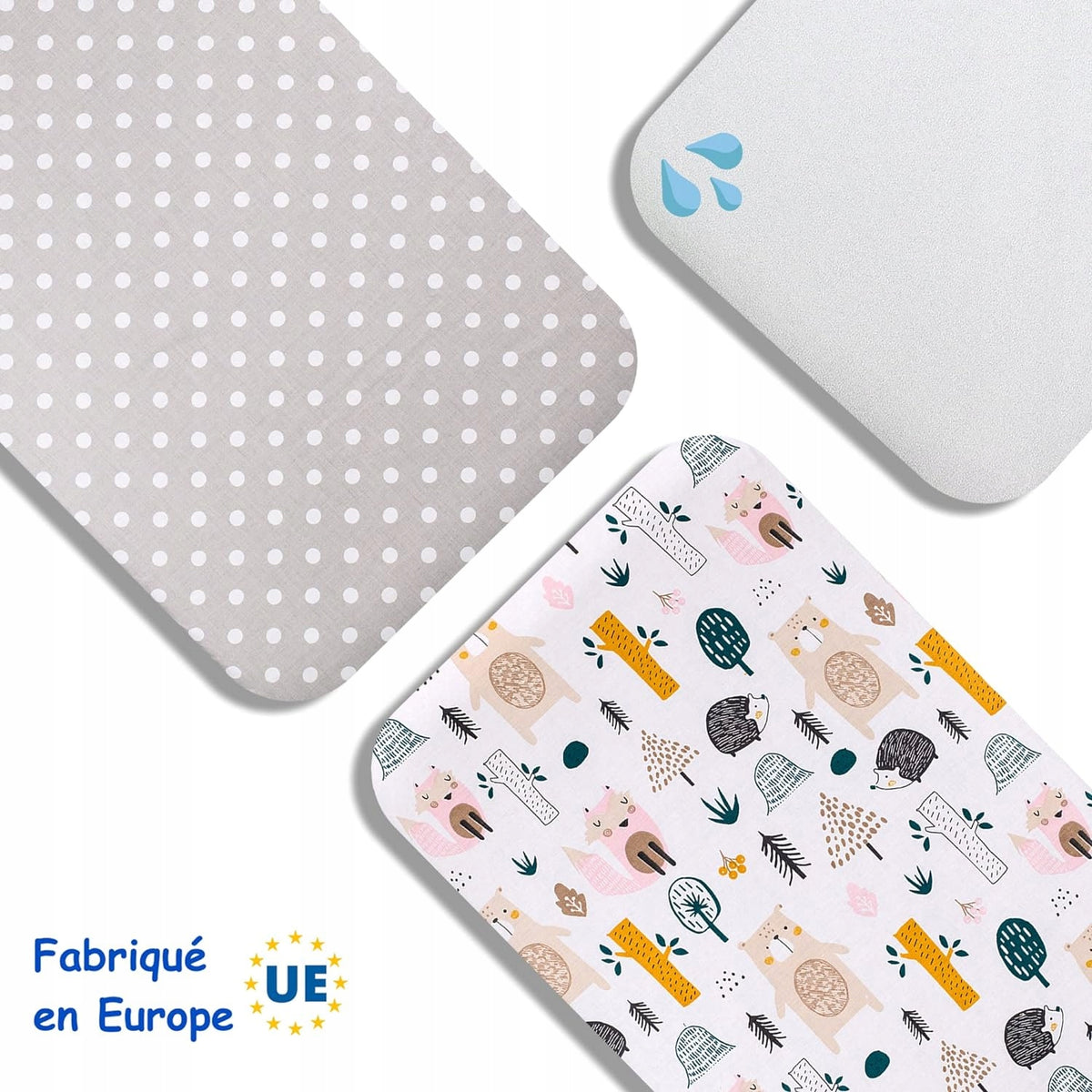 LOVELY HIPPO cearșaf cu elastic x2 + saltea impermeabilă Next2Me 83X50