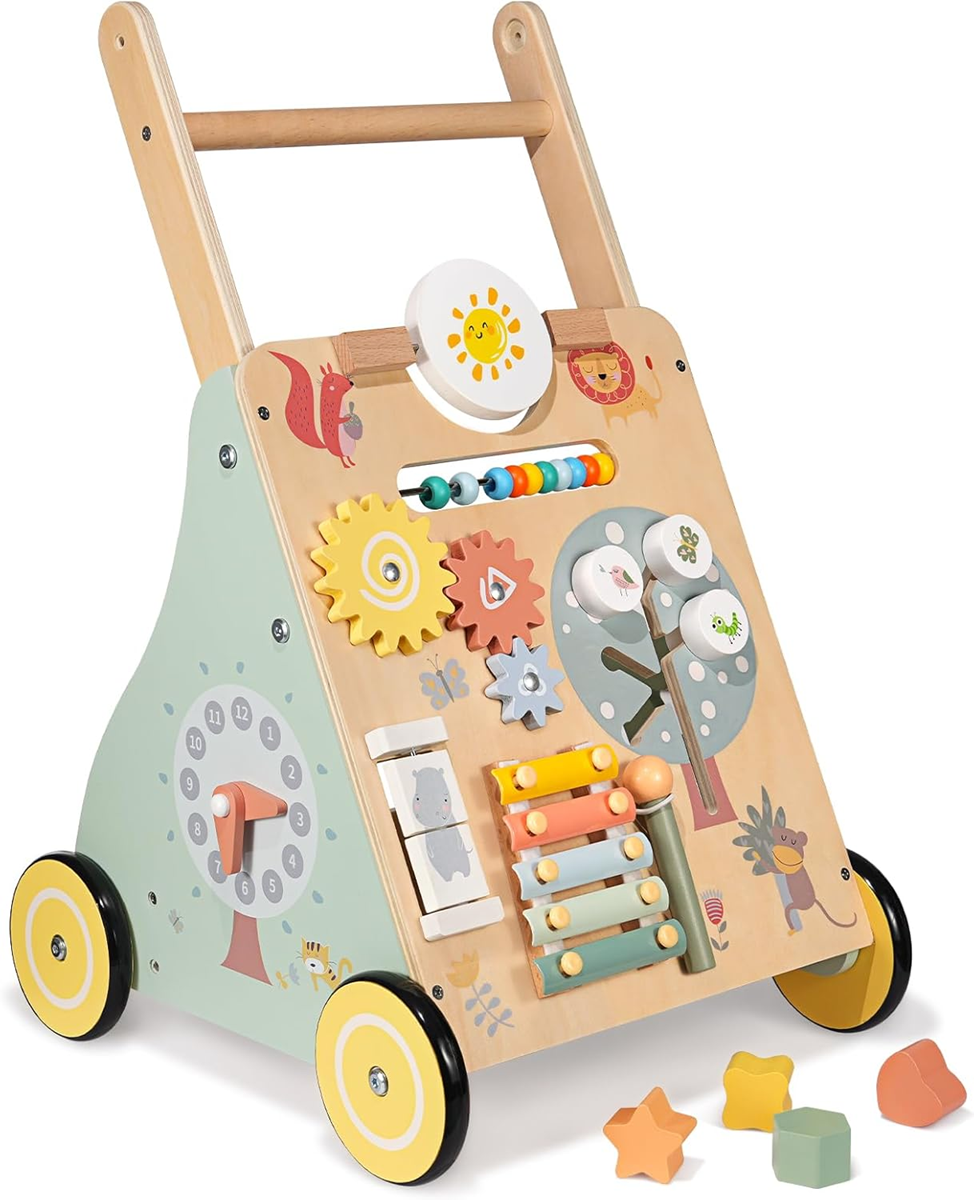 HENGBO carrello multifunzione in legno con ruote in gomma 37 x 56 cm 0+