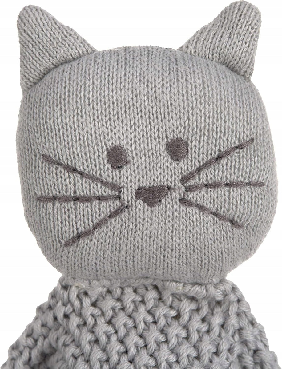 LASSIG Little Chums plapumă tricotată cu pisică de pluș 26 cm