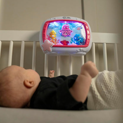 BABY EINSTEIN Vise marine cutie muzicală cu lumini + telecomandă, 22 x 29 cm