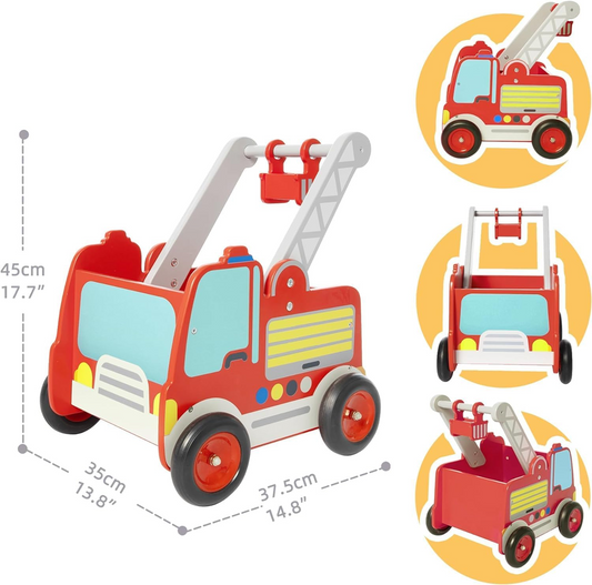 LABEBE fire enginepusherage 12 m+colour redwidth 35 cm, length 37.5 cm, height 45 cmmaterials solid wood, MDF