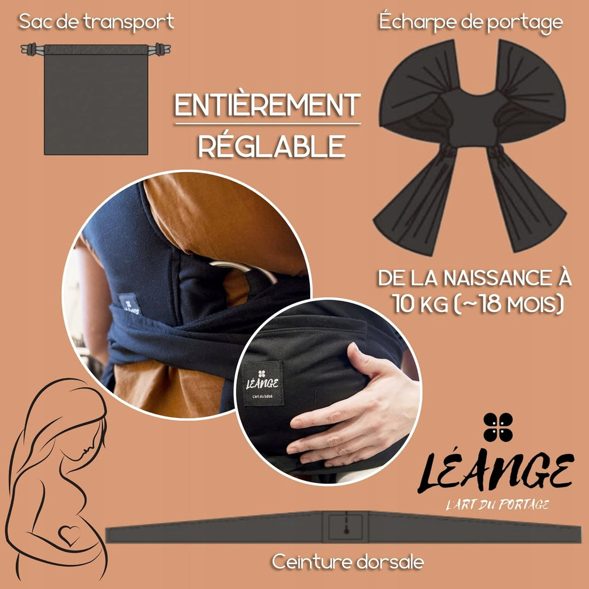 LEANGE eșarfă pentru purtat copilul 2în1