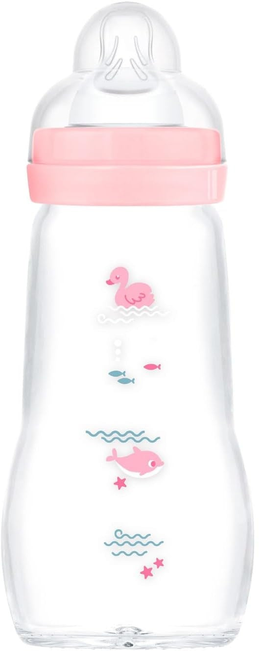 MAM Feel Good biberon din sticlă 260 ml tetină 2 debit mediu 2 luni+ RAȚĂ