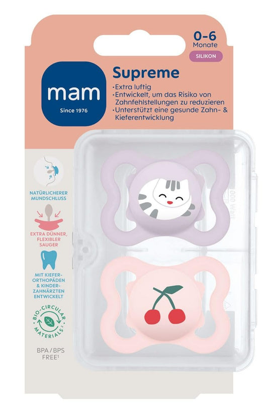 MAM Supreme suzetă de calmare din silicon 0–6 luni x2
