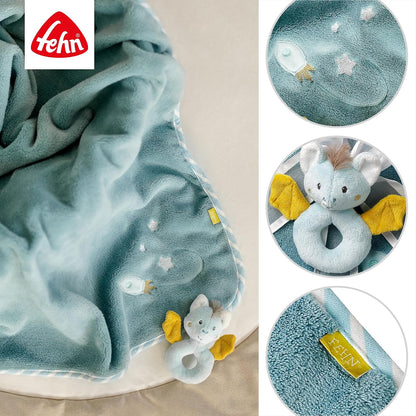 FEHN Kleines Schloss Babydecke 75x100 cm mit Rassel