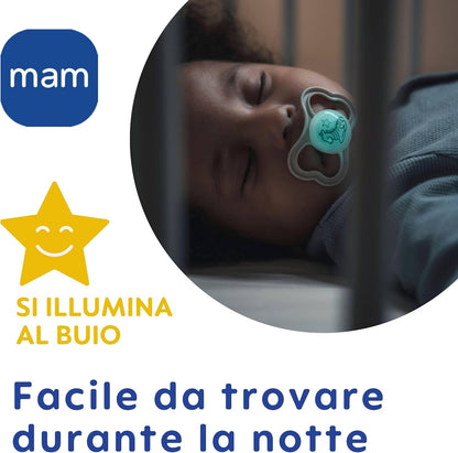 MAM Air Night suzetă de calmare din silicon 16 luni+ x2 LUMINOASE