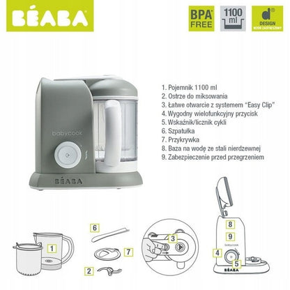 BEABA Babycook 4 az 1-ben babaétel készítő robot, pároló, mixer