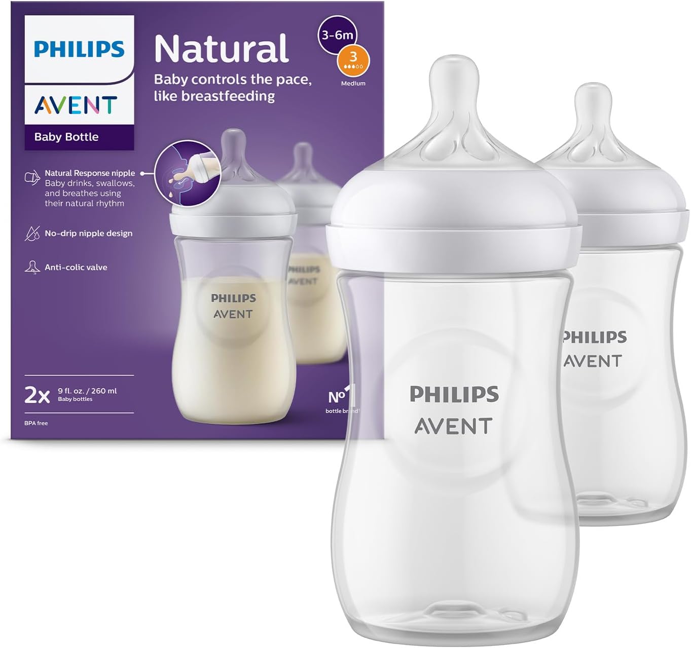 PHILIPS AVENT Natural RESPONSE biberon 260 ml 1 lună+ x2